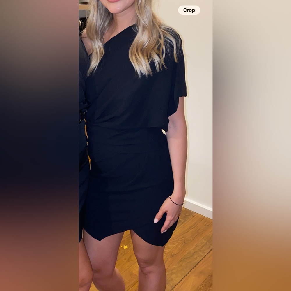 IRO Asymmetric One-Shoulder Black Mini Dress